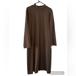 Appleseeds Long Sleeve Brown Mock Dress MIDI. Size XL Modest